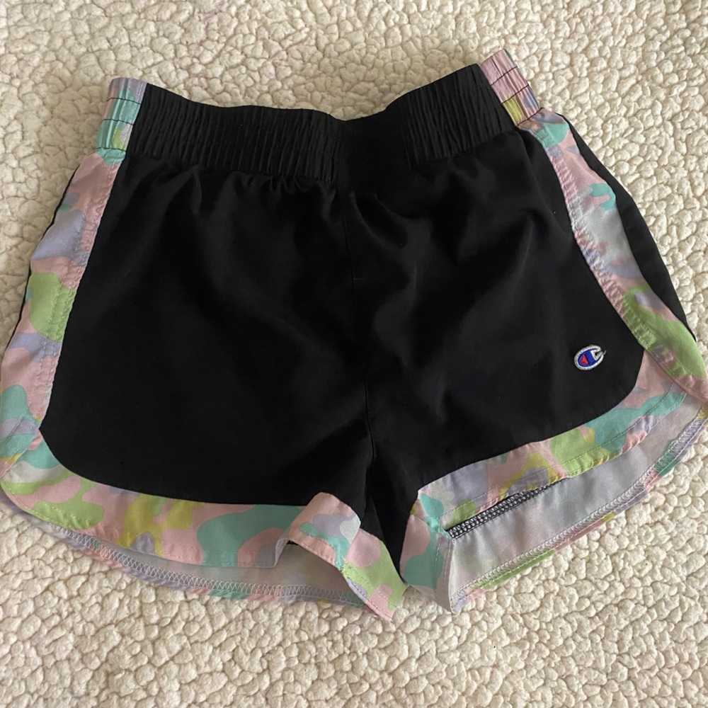 Black sports shorts Champion authentic athletic with color ful border size m